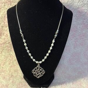 Elegant Silver and White Pendant Necklace